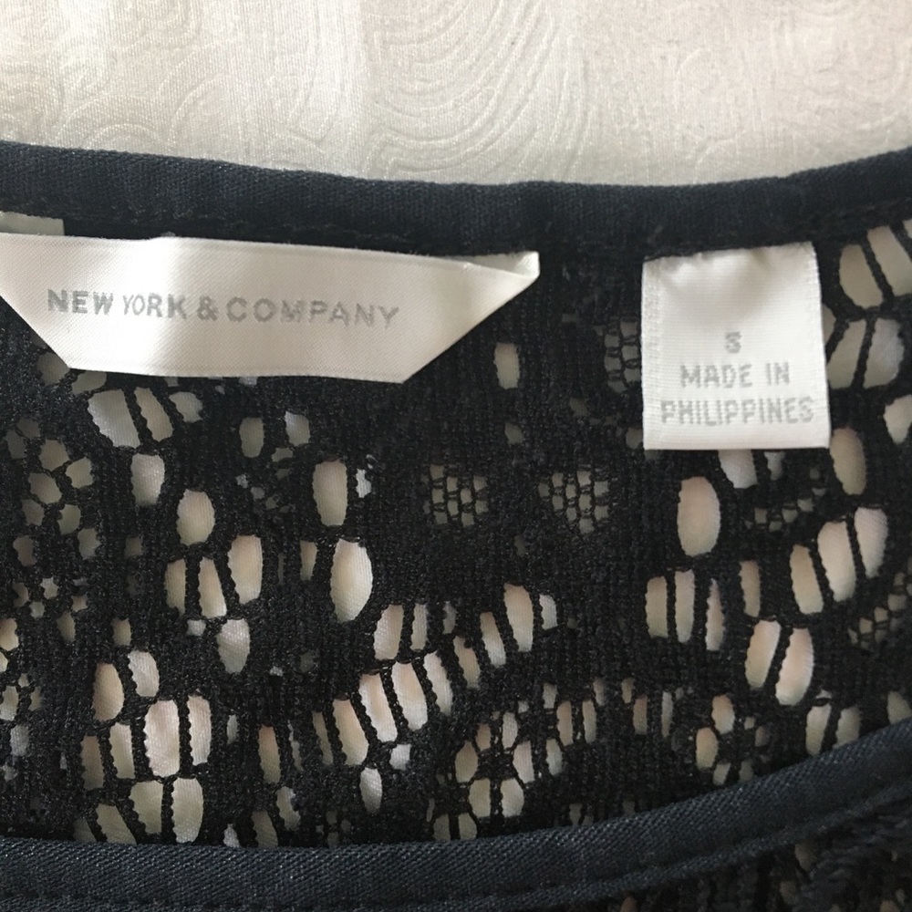 NY & Co Black Lace, Fringe Blouse Sz Small/Black - Picture 7 of 13